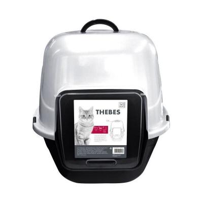 M PETS MPETS Maison de toilette Thebes - 62x53x58 cm - Noir et blanc - Pour chat