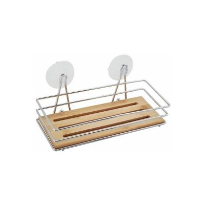 MSV Etag&egrave;re panier de douche &agrave; ventouses en Bambou - Marron - 