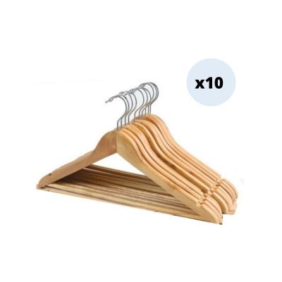 MSV Lot de 10 Cintres en bois - Beige - 