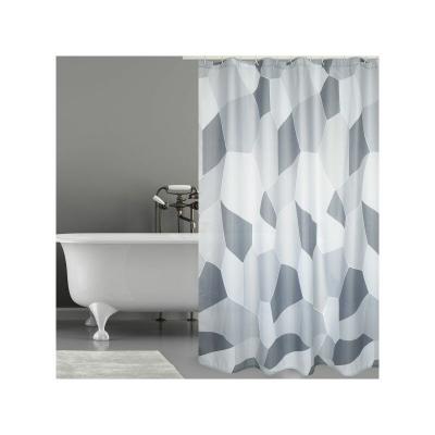 MSV  Rideau de Douche Polyester Origami 180x200cm Gris - Anneaux Inclus