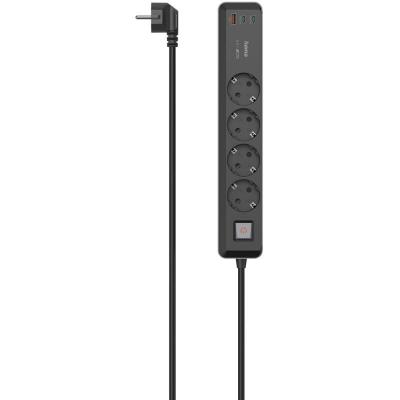 HAMA Multiprise, 4 prises, usb-c/a 65w, pd, interrupteur, 1,4 m, nre/grise