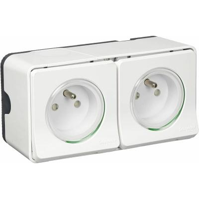 SCHNEIDER ELECTRIC Double prise de courant blanche en saillie &eacute;tanche Mureva