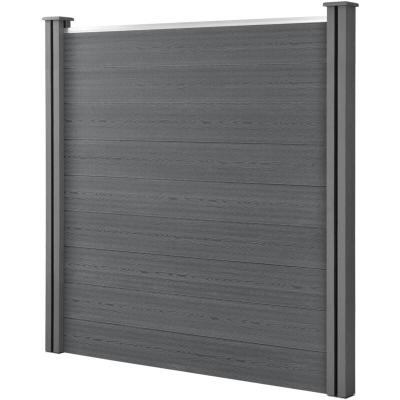 NEU.HOLZ Cl&ocirc;ture &agrave; 2 Poteaux Bois Composite WPC Gris 183 x 187 cm []