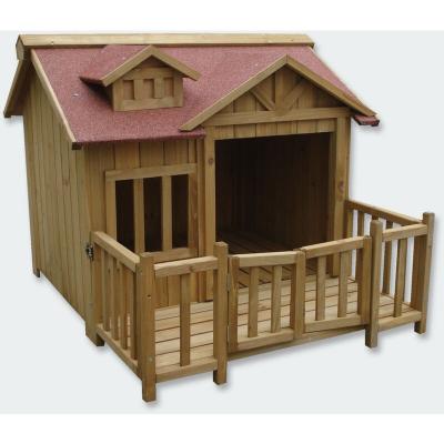 HELLOSHOP26 Niche &agrave; chien XL - Maison pour chien - Bois massif - Terrasse