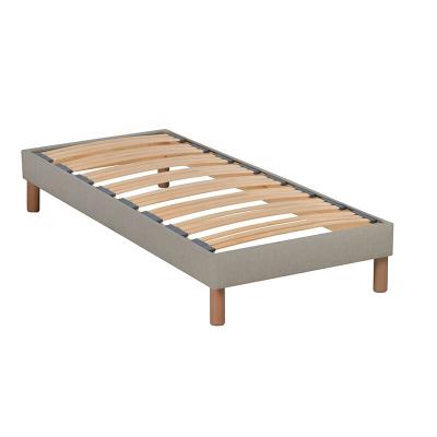 NUIT DE COTON Sommier &agrave; lattes en bois lino 90x190 cm coloris beige livr&eacute; en kit