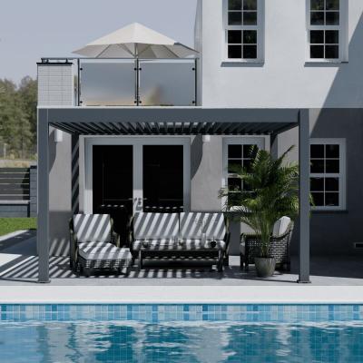  Ombr&eacute;a Pergola bioclimatique Ombr&eacute;a autoportante 4x4M - Anthracite - ELMO