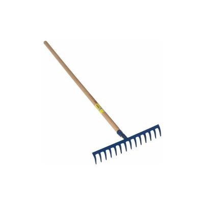 OUTILS PERRIN  R&acirc;teau forg&eacute; 16 dents courbes manche bois 1,65 m