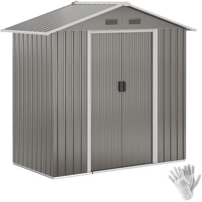 OUTSUNNY Abri de jardin - remise pour outils - cabanon porte verrouillable - t&ocirc;le d'acier gris