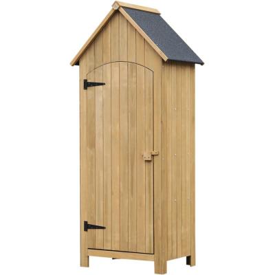 OUTSUNNY Armoire de jardin 1 porte 3 &eacute;tag&egrave;res toit bitum&eacute; bois sapin