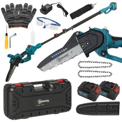 Mini tron&ccedil;onneuse sans fil 580w - scie d'&eacute;lagage &eacute;lectrique portable 18v 8 pouces - kit complet bleu 