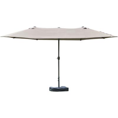 OUTSUNNY Parasol de jardin XXL acier polyester haute densit&eacute; gris clair