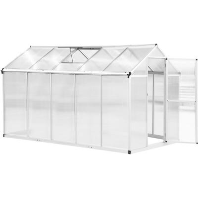 OUTSUNNY Serre de jardin aluminium polycarbonate fondation lucarne porte