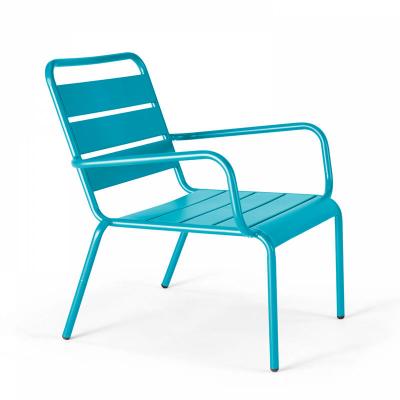 OVIALA Fauteuil de jardin bas - 60 x 64 x 72 cm - Acier - Palavas - Bleu