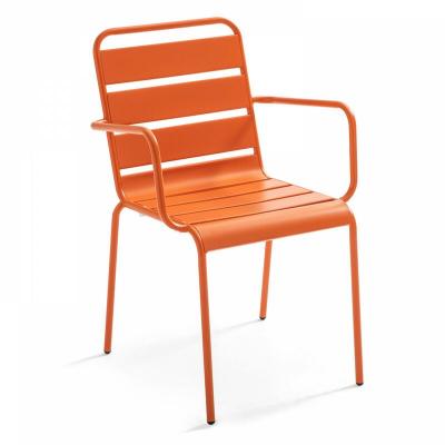 OVIALA Fauteuil de jardin - 55 x 55 x 83 cm - Acier - Palavas- Orange