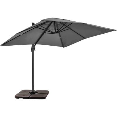 OVIALA Parasol d&eacute;port&eacute; 2x3 m et 4 dalles &agrave; remplir aluminium gris
