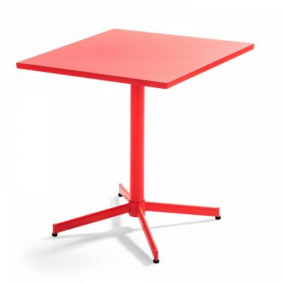 OVIALA Table de jardin bistrot - 70 x 70 x 72 cm - Acier - Palavas - Rouge