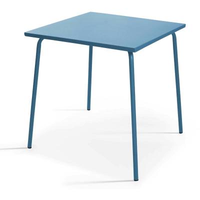 OVIALA Palavas - Table de jardin carr&eacute;e en m&eacute;tal bleu pacific - Bleu