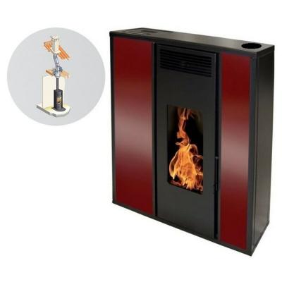INTERSTOVES Po&ecirc;le &agrave; granules TESSA 10KW Etanche sortie dessus + Conduit 80/125 - Bordeaux