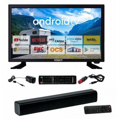 ANTARION Pack tv led 22"" 55cm smart tv camping 12v + barre de son compacte