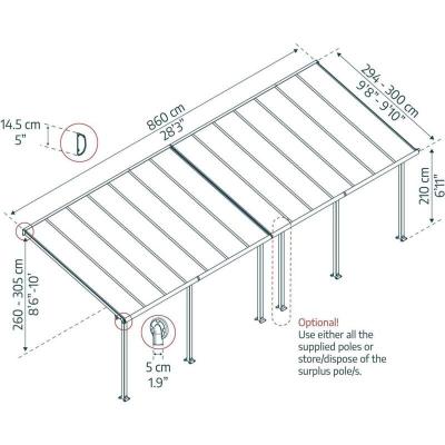 PALRAM Pergola adoss&eacute;e Olympia 3 x 8 51m blanc