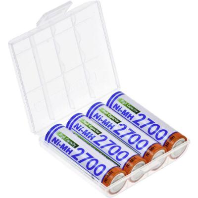 PANASONIC  HR-3U Lot de 4 Piles NiMH 2700 mAh 1,2 V + bo&icirc;te Mignon (AA)