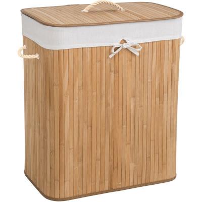 TECTAKE  Panier &agrave; linge bambou rectangulaire - 100 L - beige