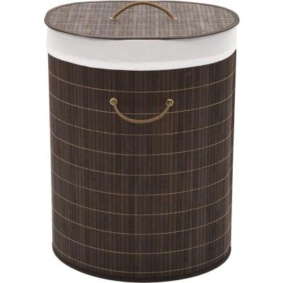 VIDAXL Panier &agrave; linge ovale Bambou Marron fonc&eacute;  Marron fonc&eacute;