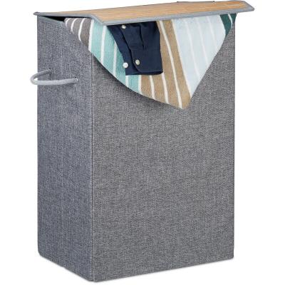 RELAXDAYS Panier &agrave; linge pliable corbeille &agrave; linge couvercle 60 litres sac &agrave; linge sale poign&eacute;es HxlxP: 60x40x30cm, gris - 