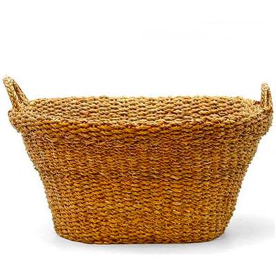WADIGA  - Panier &agrave; Linge Tress&eacute; en Osier Buanderie Large Bord - Marron