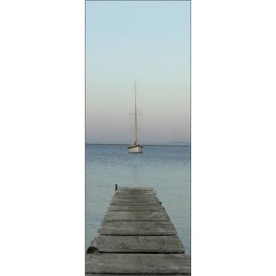 PLAGE Papier peint intiss&eacute; D&eacute;co murale int&eacute;rieure - Ponton avec voilier, mer calme - 250 cm X 96 cm - Id&eacute;al pour une ambiance maritime. 