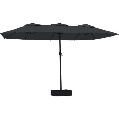 VIDAXL  Parasol &Agrave; Double T&ecirc;te Avec Led Noir 449x245 Cm