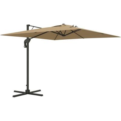 OUTSUNNY Parasol d&eacute;port&eacute; carr&eacute; pivotant 360&deg; manivelle alu. polyester kaki