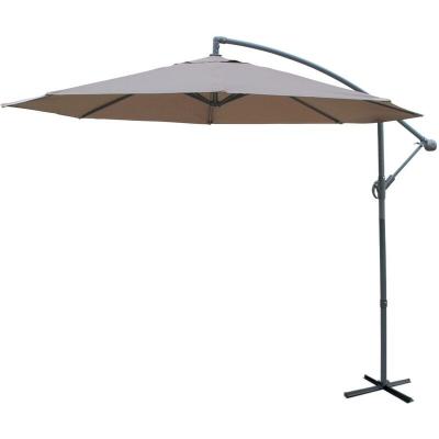 SWEEEK Parasol d&eacute;port&eacute; rond 300cm excentr&eacute; taupe