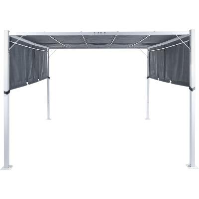 BELIANI Tonnelle De Jardin Rectangle Gris 310 X 310 Cm &Agrave; Led Parga
