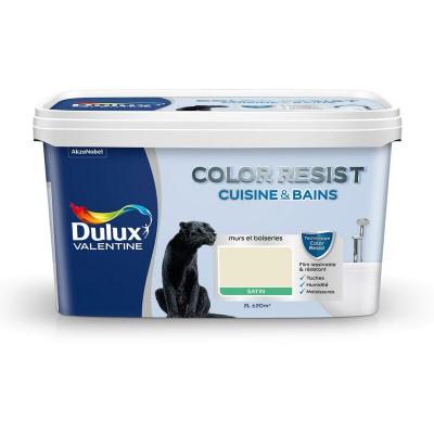 DULUX VALENTINE Peinture Color Resist Cuisine et Bains - Ivoirine - Satin - 2L