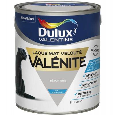 DULUX VALENTINE Peinture Laque Val&eacute;nite Mat B&eacute;ton Gris 2 l  B&eacute;ton Gris