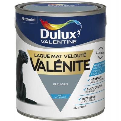 DULUX VALENTINE Laque boiseries et m&eacute;tal Val&eacute;nite  mat bleu gris 2L