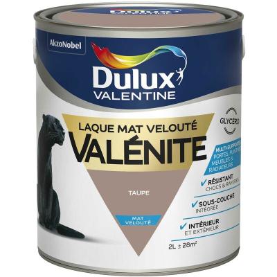 DULUX VALENTINE Laque boiseries et m&eacute;tal Val&eacute;nite  mat marron taupe 2L