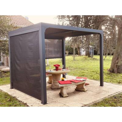 HABRITA Pergola autoportante bioclimatique en aluminium avec rideau manuel 7m2 - 
