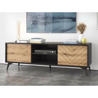BESTMOBILIER Meuble TV Industriel 154 cm Noir / Bois