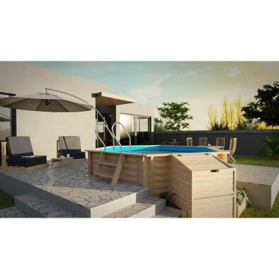 SUNBAY Piscine en bois trait&eacute; Vanille D 4 m x H 1,19 m