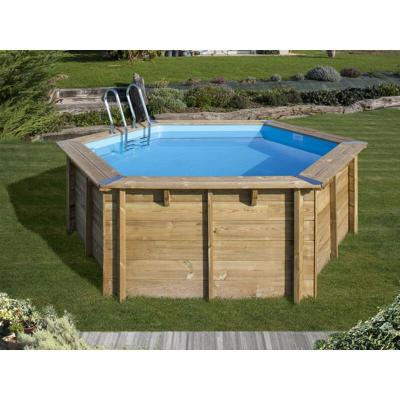 Gre Piscine hors sol Vanille hexagonale en bois 400 x 120 cm