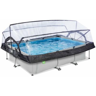 EXIT TOYS Piscine Soft Grey 300x200x65cm avec pompe filtrante et d&ocirc;me - gris
