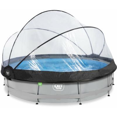 EXIT TOYS Piscine EXIT Soft Grey &oslash;360x76cm avec pompe filtrante et d&ocirc;me - gris