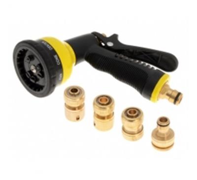 CENTRALE BRICO Pistolet d'arrosage avec jeu de 4 raccords en laiton
