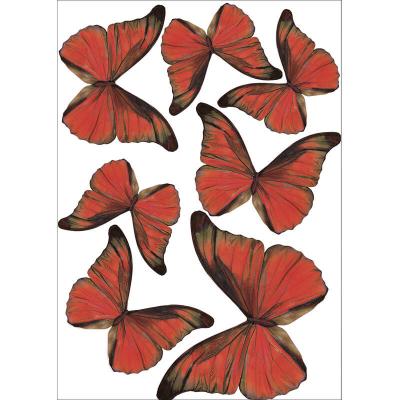 PLAGE Adh&eacute;sif Mural 3D Papillons Rouge x7, 21x29,7cm - Autocollant D&eacute;co Murale Fait Saillie Int&eacute;rieur/Ext&eacute;rieur - D&eacute;corez Maison! 
