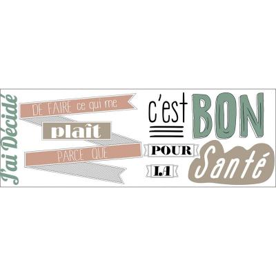 PLAGE Sticker mural citation ""Faire ce qui me pla&icirc;t, c'est bon pour la sant&eacute;"", 24 cm X 68 cm