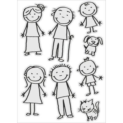 DECORATIONS MURALES ADHESIVES 48*68 Sticker d&eacute;coratif autocollant, famille dessin au trait mignon, 48 cm X 68 cm