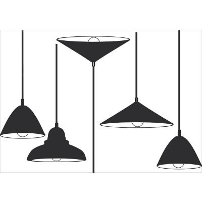 PLAGE Sticker d&eacute;coratif autocollant, silouhette de lampe avec abat jour, 48 cm X 68 cm