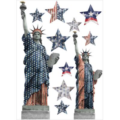 PLAGE Sticker d&eacute;coratif autocollant, statue de la libert&eacute; stylis&eacute;e avec drapeau am&eacute;ricain, 48 cm X 68 cm